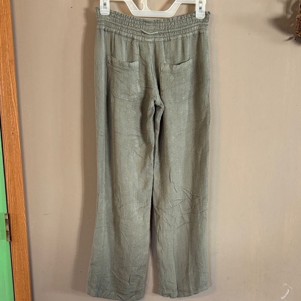Roxy Green Soft Knit Oceanside Beach Flowy Pocketed Wide Leg Ankle Pants Size XS - Picture 10 of 10
